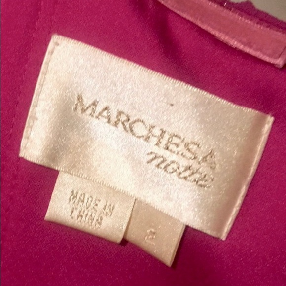 Marchesa Notte Silk Organza Raspberry Ruffle Tiered Maxi Gown - Picture 4 of 4